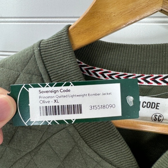 NWT Sovereign Code Princeton Quilted Lightweight Bomber Jacket Olive XL - Picture 4 of 8